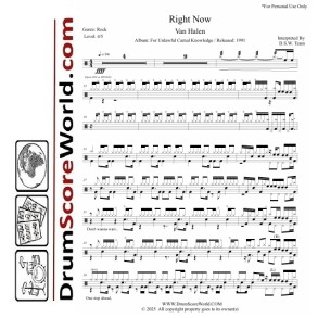Van Halen - Right Now - Drum Sheet & Play-Along Track